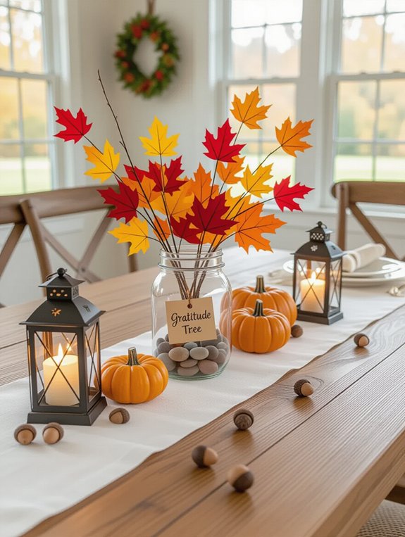 thankfulness displayed on branches