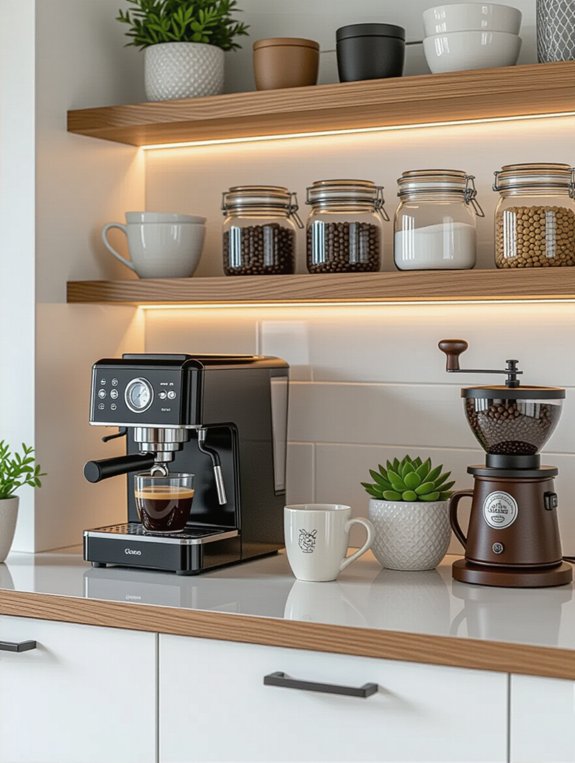 under cabinet coffee organization