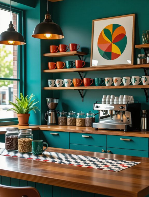 vibrant coffee bar design