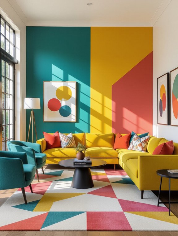 vibrant color blocked walls