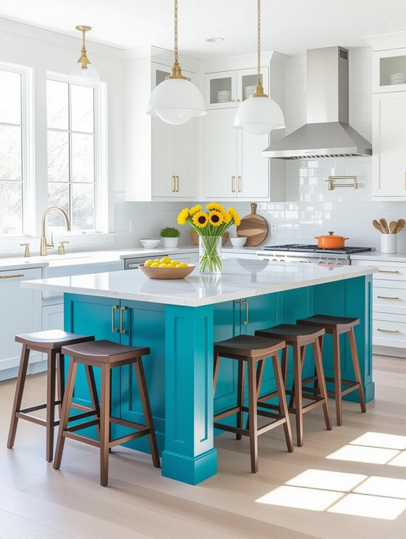 vibrant kitchen island design