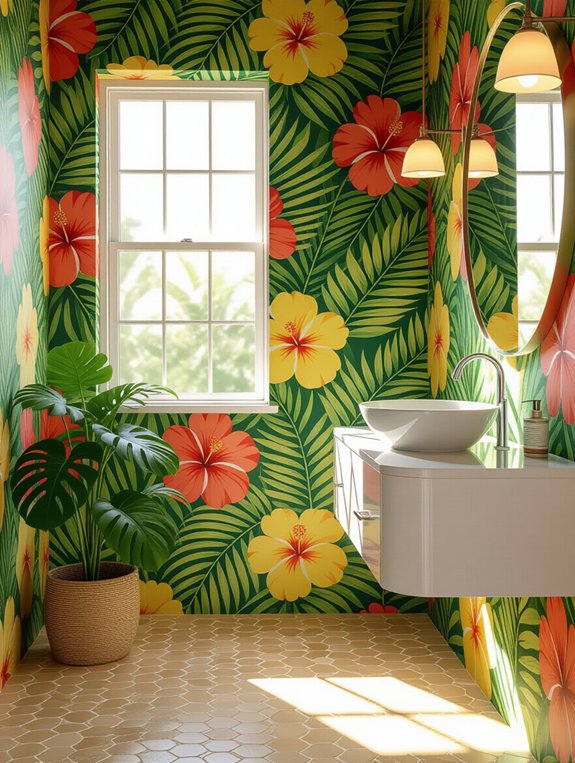 vibrant tropical bathroom decor