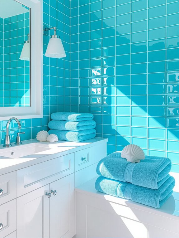 vibrant turquoise bathroom accents