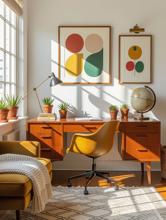 vintage charm enhances workspace