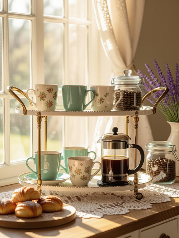 vintage coffee cart setup