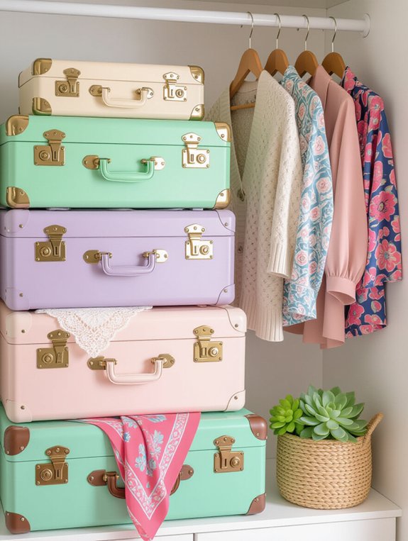 vintage suitcases for organization