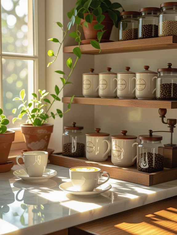 warm inviting coffee display