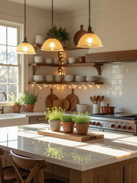 warm inviting kitchen lighting