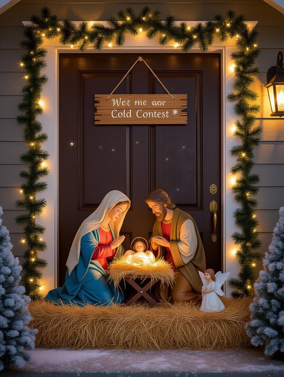 warmly lit nativity scene