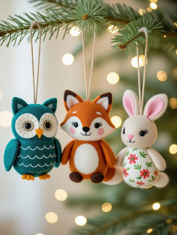 whimsical felt animal ornaments