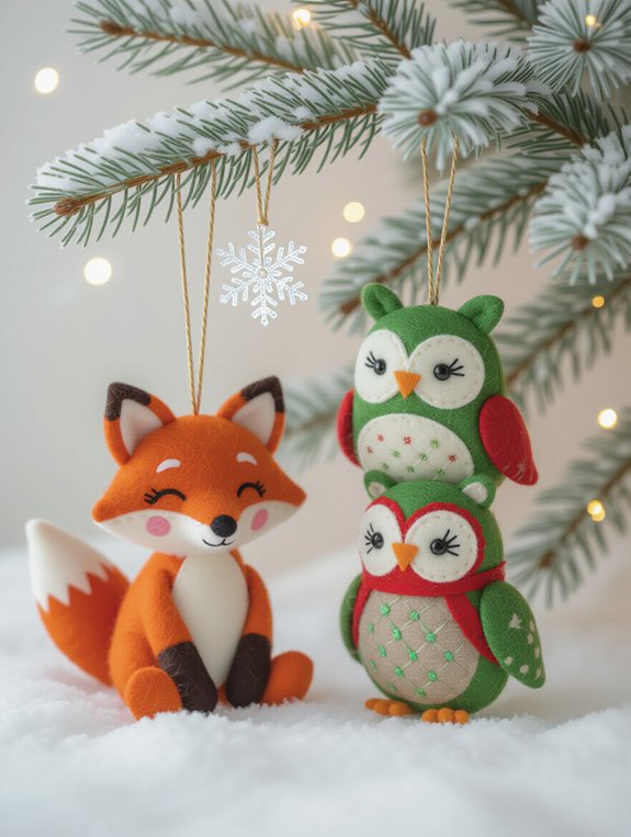 whimsical felt animal ornaments