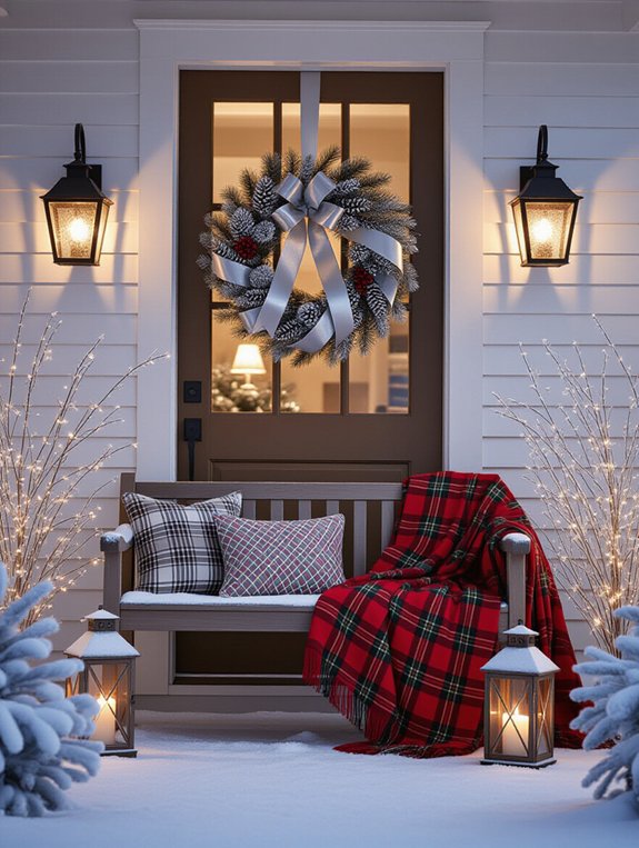 winter themed porch decor