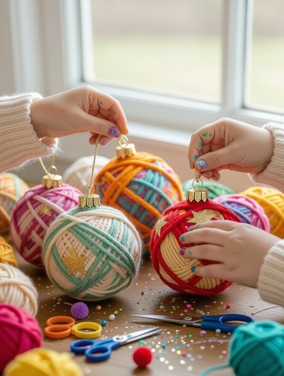 yarn wrapped baubles for kids