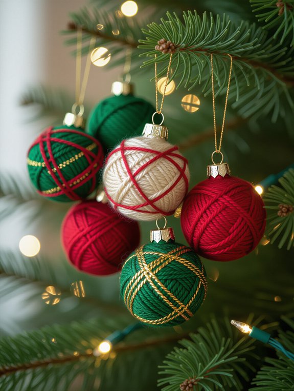 yarn wrapped christmas ornaments