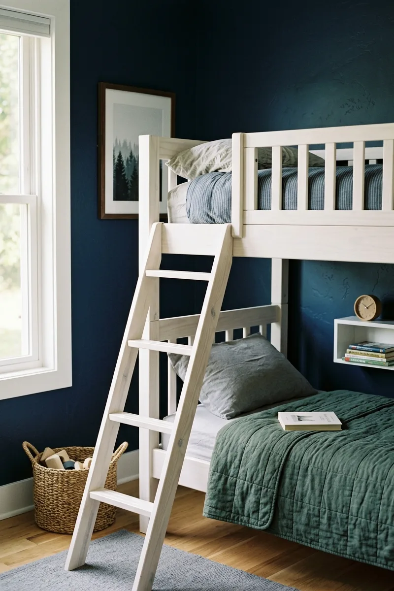 Blue Wall with Bunk Beds