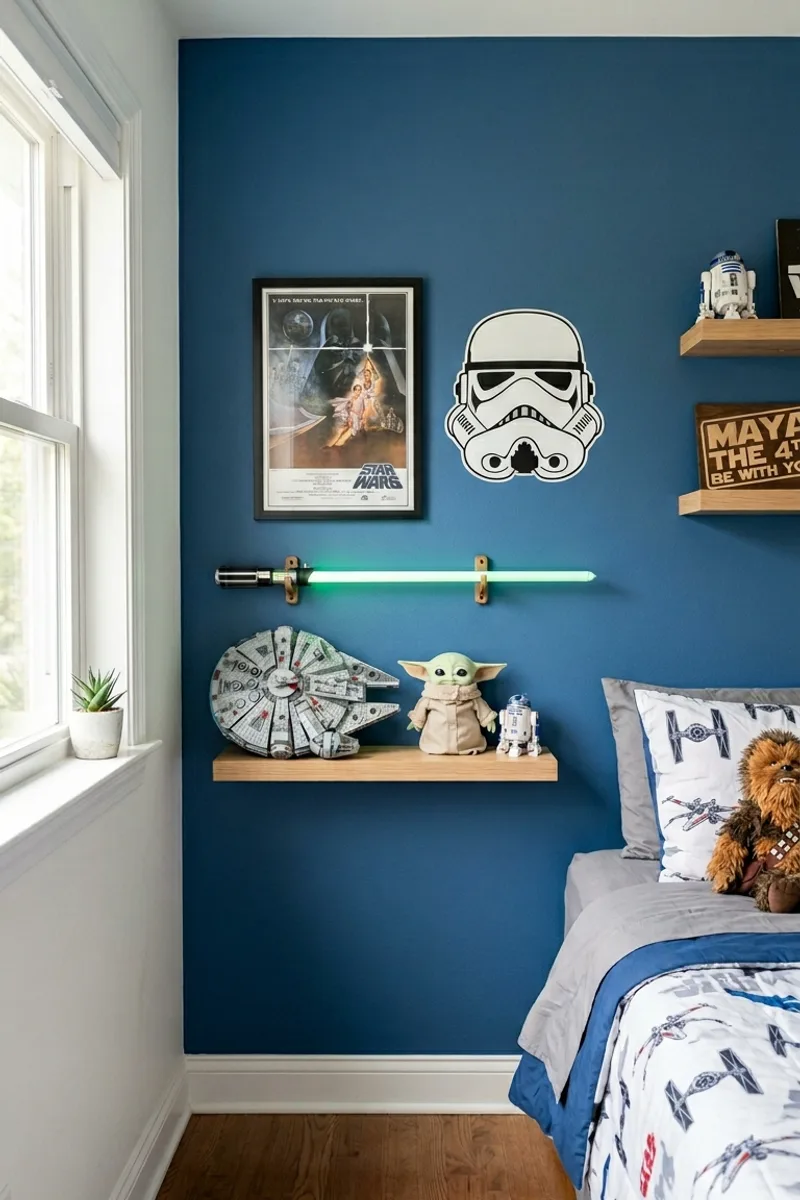 Blue Wall with Star Wars Decor