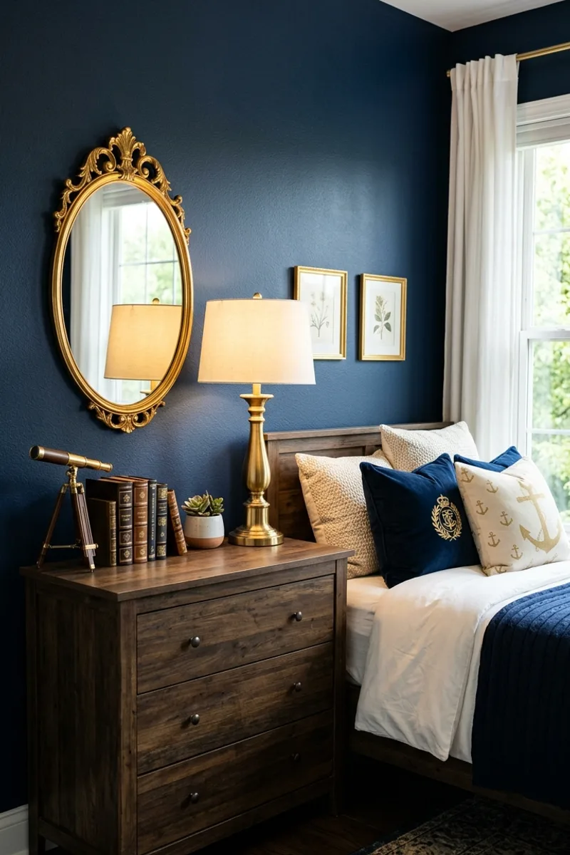 Deep Navy with Gold Accents