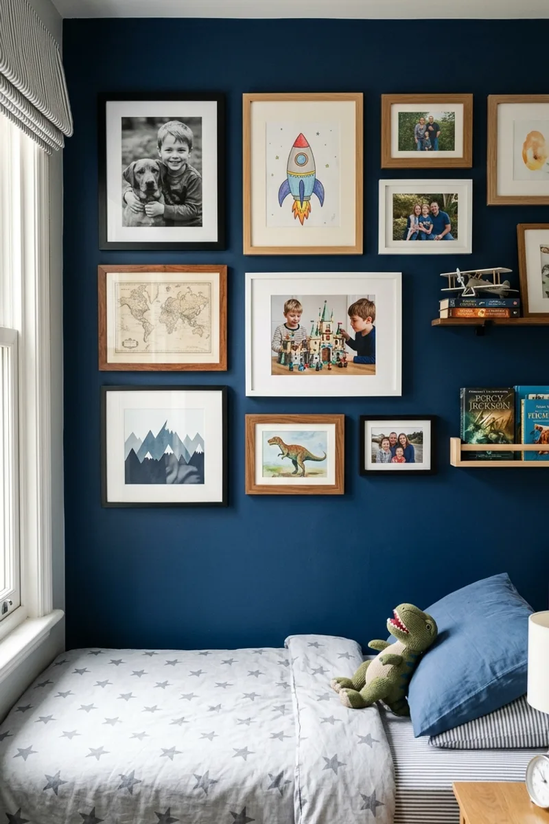 Blue Wall with Gallery Wall