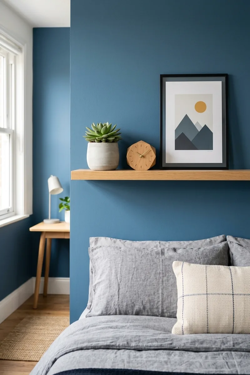 Blue Wall with Minimalist Decor