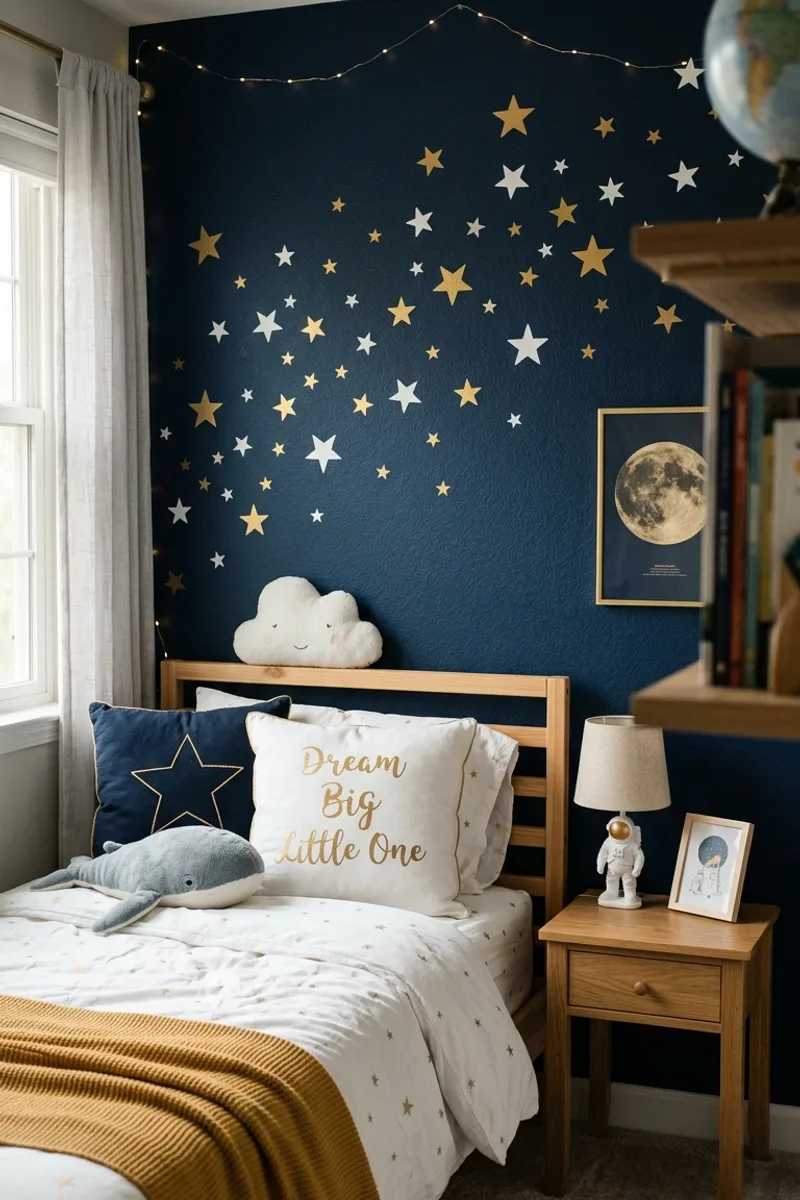 Blue Wall with Star Decals