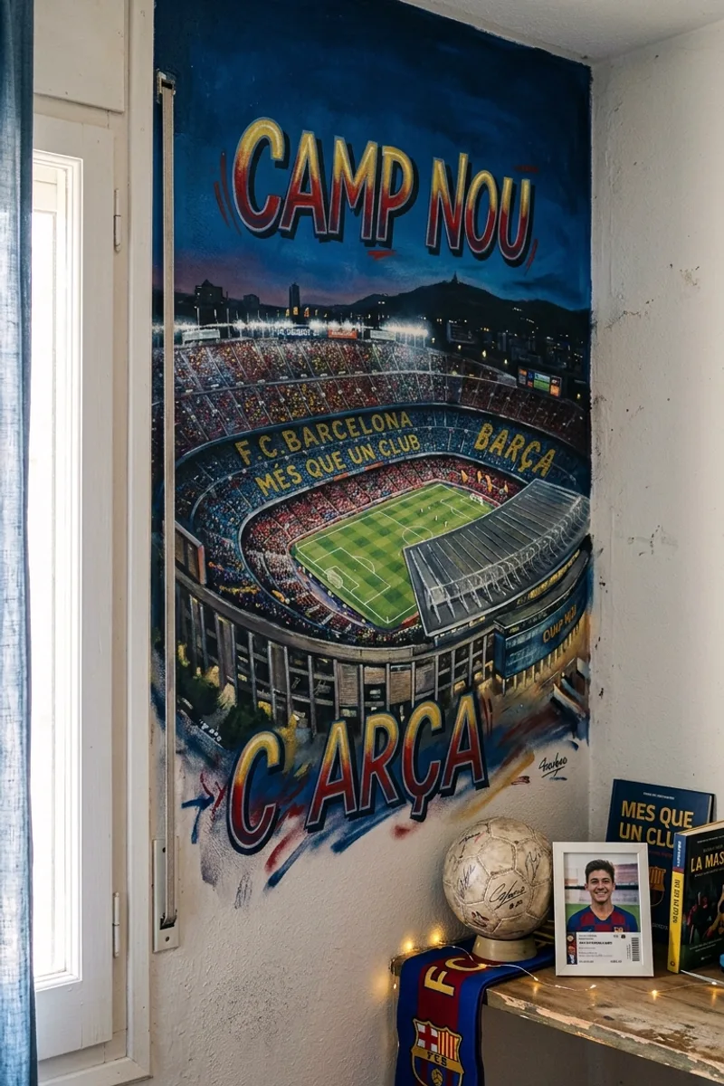 Painted Mural of a Stadium